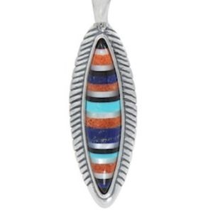 American West Multi Gemstone Inlay Sterling Silver